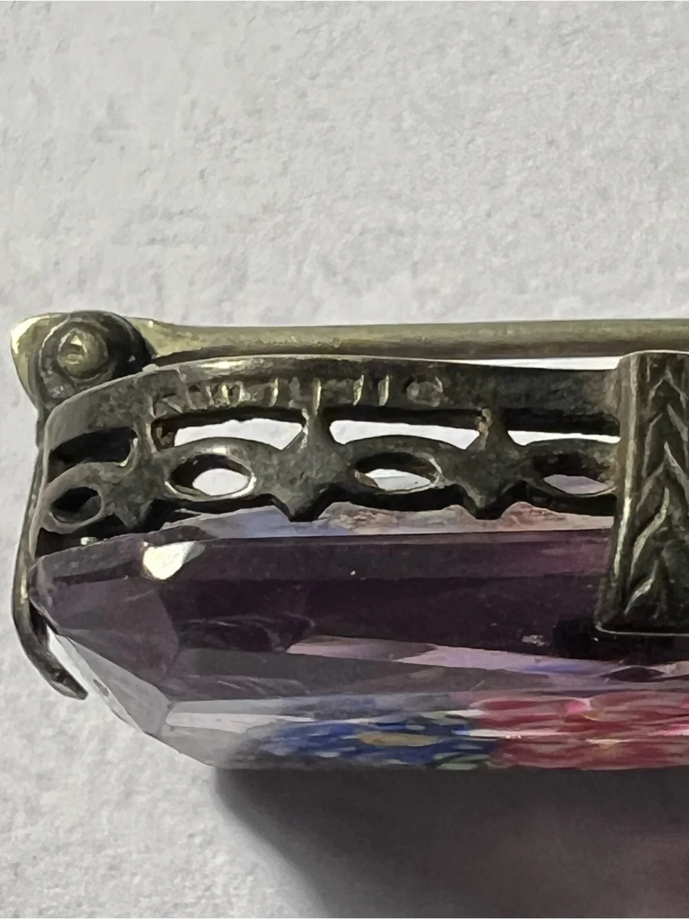Vintage Art Deco Sterling and Glass Brooch